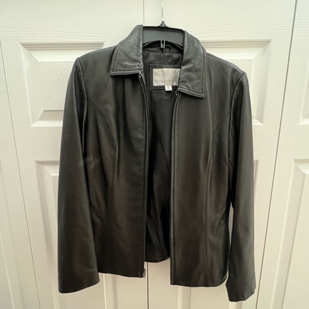 Black Nine West Leather Jacket